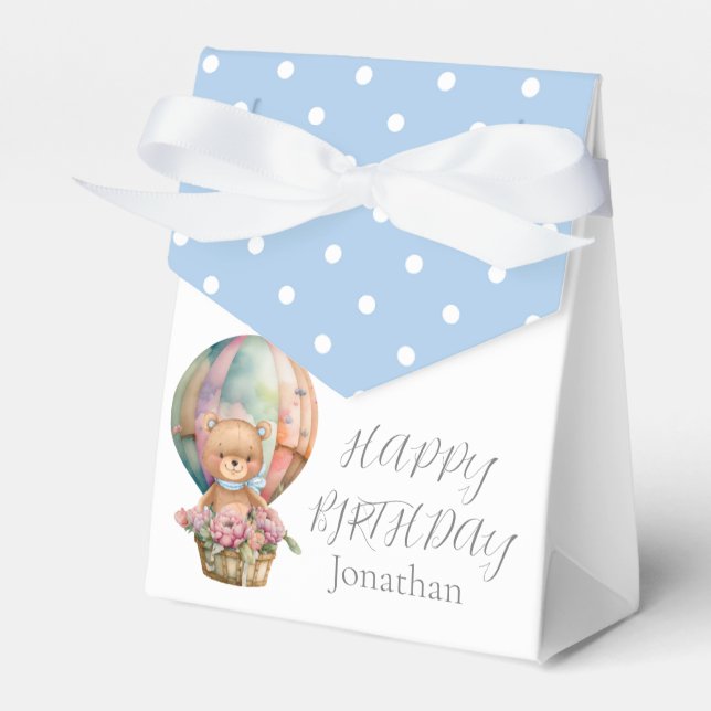 Teddy Bear Blue Balloon Bearly Wait Baby Geschenkschachtel (Vorderseite)