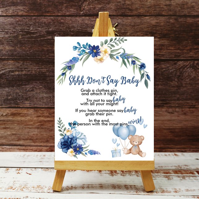 Teddy Bear Blue Balloon Shh Say Baby Game nicht Poster (Von Creator hochgeladen)