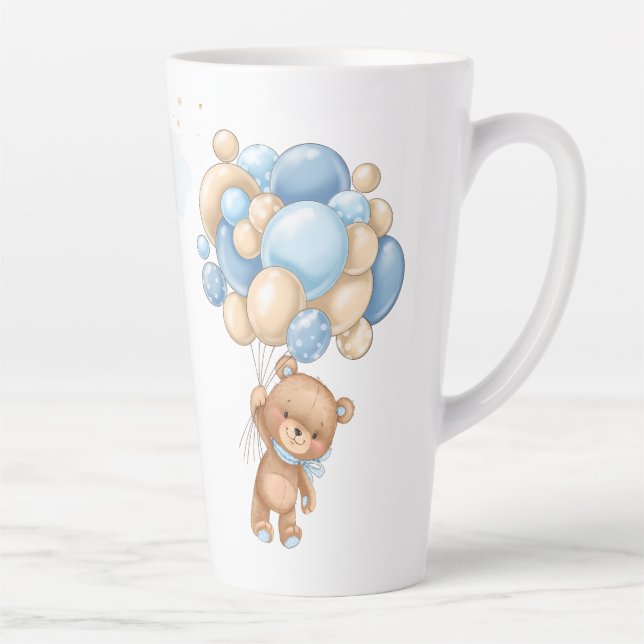 Teddy Bear Blue Balloons Babydusche Milchtasse (Rechts)