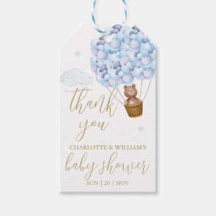 Teddy Bear Blue Balloons Babydusche Vielen Dank Geschenkanhänger