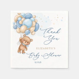 Teddy Bear Blue Balloons Babydusche Vielen Dank Serviette