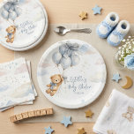 Teddy Bear Blue Balloons Clouds Baby Boy Pappteller<br><div class="desc">This adorable baby shower paper plate features a sweet watercolor teddy bear with soft blue balloons and fluffy clouds, creating a charming and joyful design for a baby boy celebration. The gentle blue tones and cute teddy bear artwork bring a warm storybook style that fits perfectly with a teddy bear...</div>