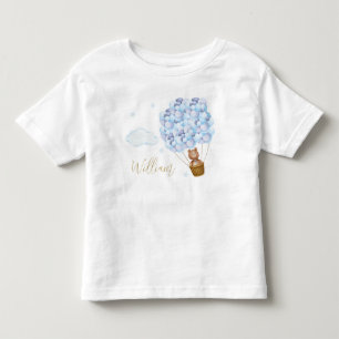 Teddy Bear Blue Balloons Gold Script Kleinkind T-shirt