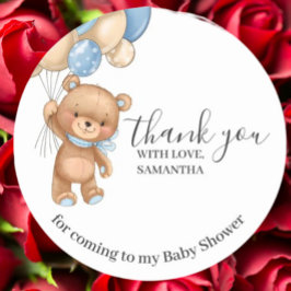 Teddy Bear Blue Balloons Vielen Dank Runder Aufkleber