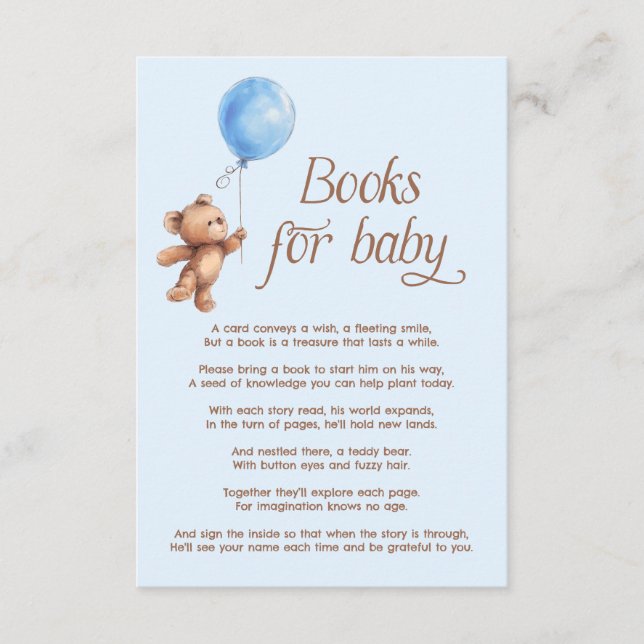 Teddy Bear Blue Books for Baby Begleitkarte (Vorderseite)