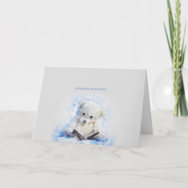 Teddy Bear Blue Foto Vielen Dank Notecard Dankeskarte (Vorderseite)