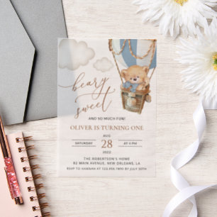 Teddy Bear, Blue Hot Air Ballon, erster Geburtstag