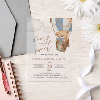 Teddy Bear, Blue Hot Air Ballon, erster Geburtstag