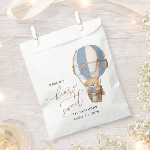 Teddy Bear, Blue Hot Air Ballon, erster Geburtstag Geschenktütchen