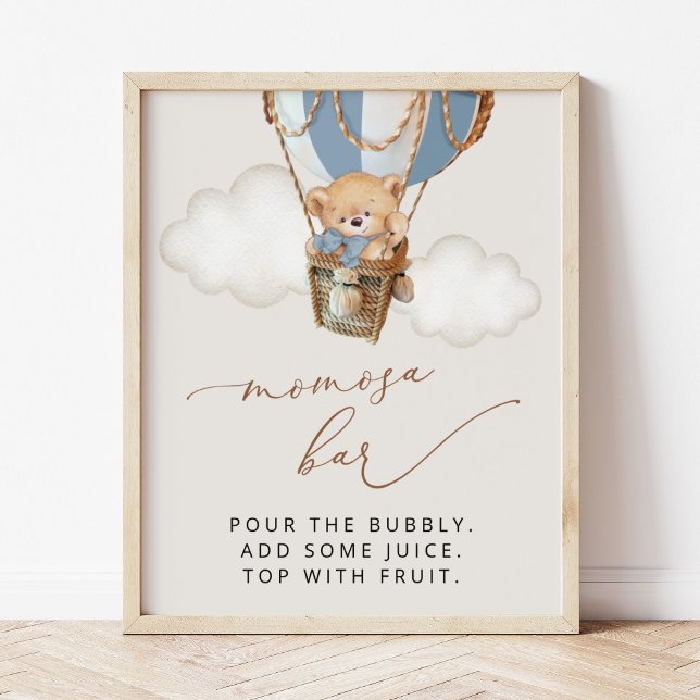 Teddy Bear, Blue Hot Air Ballon, Momosa Bar Poster (Von Creator hochgeladen)