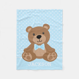 Teddy Bear Blue Polka Dot Personalisiert Boy Fleecedecke