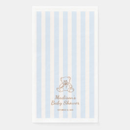 Teddy Bear Blue Stripes Baby Shower Serviette