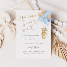 Teddy Bear Blue Tan Balloons Babydusche