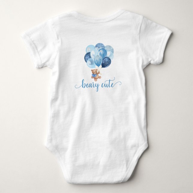Teddy Bear Blue und Silver Balloons Baby Bodys Baby Strampler (Rückseite)