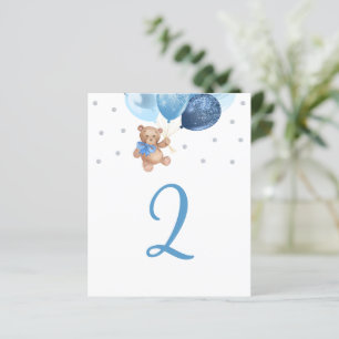 Teddy Bear Blue und Silver Tischnummer Sign