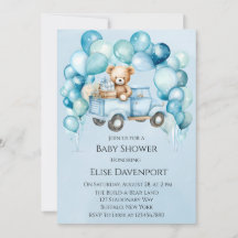 Teddy Bear Blue Vintag Truck Boy Baby Dusche