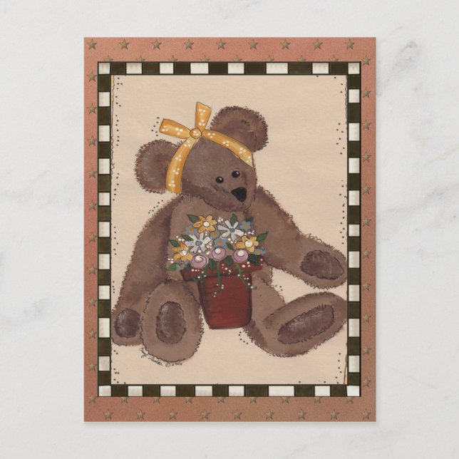 Teddy Bear Blume Postkarte (Vorderseite)