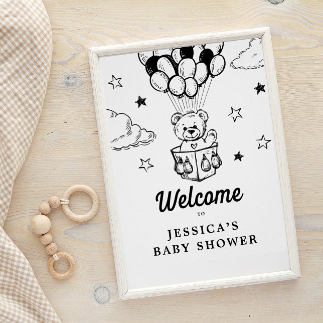 Teddy Bear Boho Baby shower Affiche de bienvenue (Créateur téléchargé)