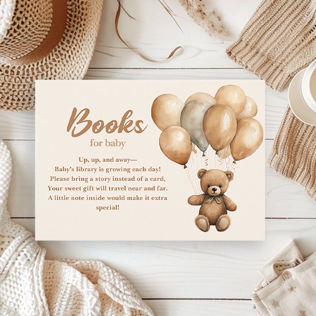 Teddy Bear Books for Baby Gender Neutral Begleitkarte (Vintage teddy bear and balloons books for baby card)
