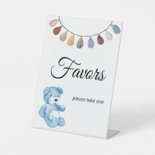 Teddy Bear Boy Baby Dusche Favor Tablescape Sockelschild
