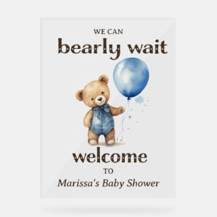 Teddy Bear Boy Baby Dusche Willkommen Acrylschild