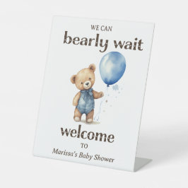Teddy Bear Boy Baby Dusche Willkommen Sockelschild