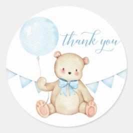 Teddy Bear Boy Baby Shooter Favor Sticker