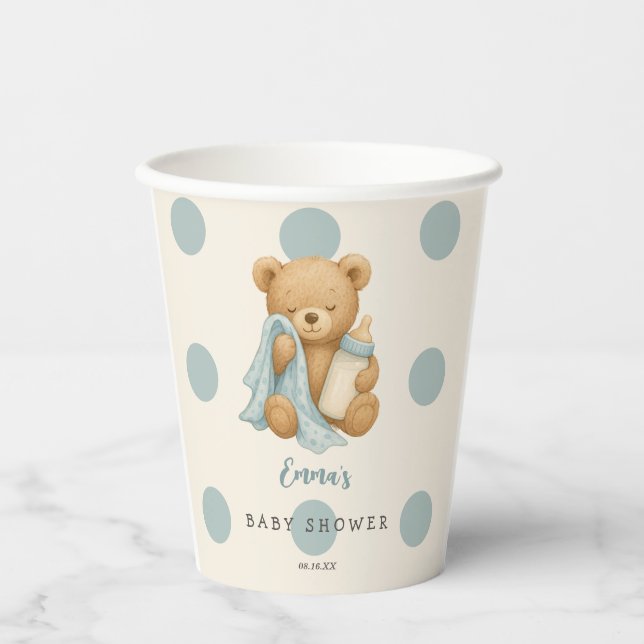 Teddy Bear Boy Baby Shooting Paper Cups Pappbecher (Vorderseite)