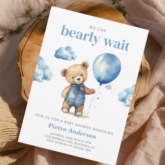 Teddy Bear Boy Baby Shower Einladung (Von Creator hochgeladen)