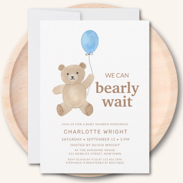 Teddy Bear Boy Baby Shower Einladung (Von Creator hochgeladen)