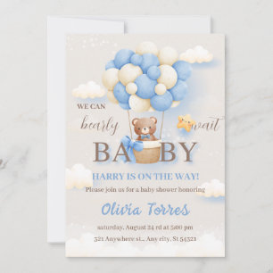 Teddy Bear Boy Baby Shower Einladung