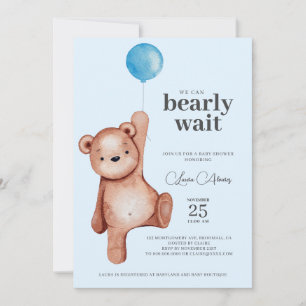 Teddy Bear Boy Baby Shower Einladung