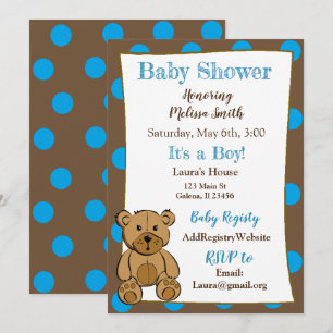 Teddy Bear Boy Baby Shower Einladungen