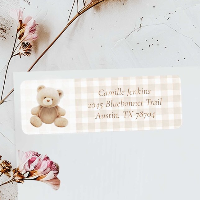 Teddy Bear Boy Baby shower Étiquette de adresse (Teddy Bear Baby Shower Return Address Label)