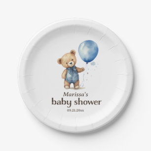 Teddy Bear Boy Baby Shower Paper Plate Pappteller