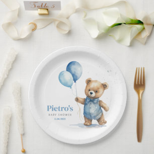 Teddy Bear Boy Baby Shower Pappteller