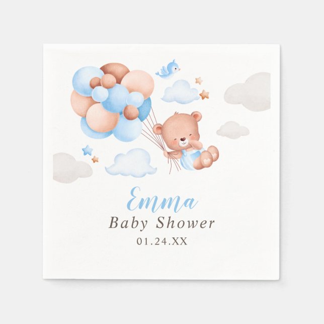 Teddy Bear Boy Baby Shower Serviette (Vorderseite)
