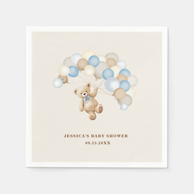 Teddy Bear Boy Baby Shower Serviette (Vorderseite)