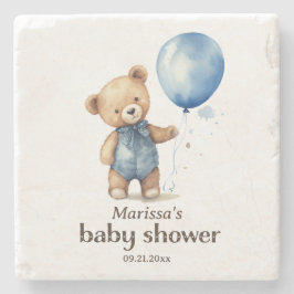 Teddy Bear Boy Baby Shower Steinuntersetzer