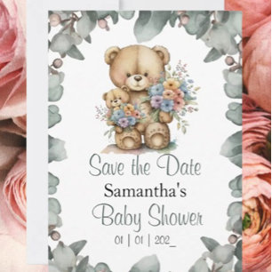 Teddy Bear Boy Baby Showthema Einladung