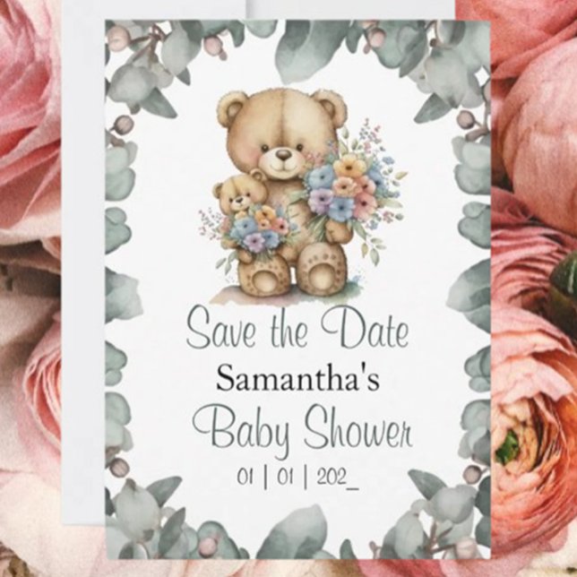 Teddy Bear Boy Baby Showthema Einladung (Celebrate your little cub's arrival with our "Beary Cute" teddy bear baby shower invitation! )