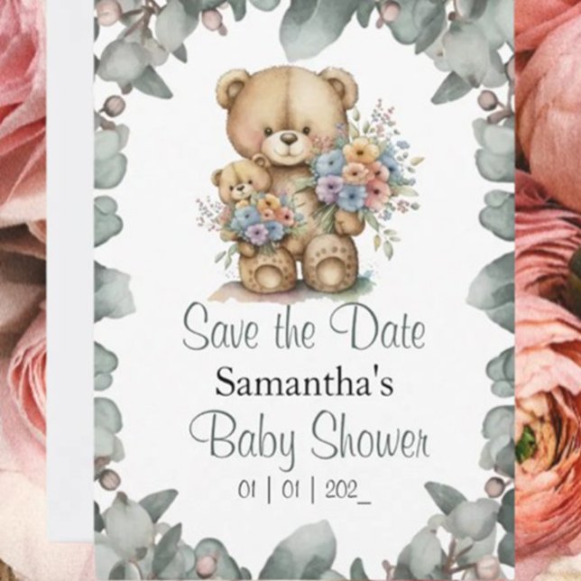 Teddy Bear Boy Baby Showthema Postkarte ( Get ready to welcome your bundle of joy in style!)