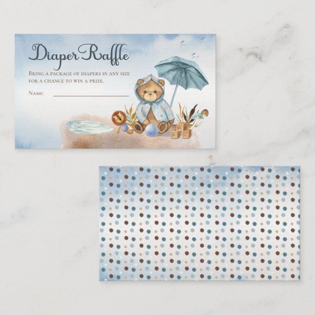 Teddy Bear Boy Babydusche Windelwindeln Begleitkarte (Vorne/Hinten)