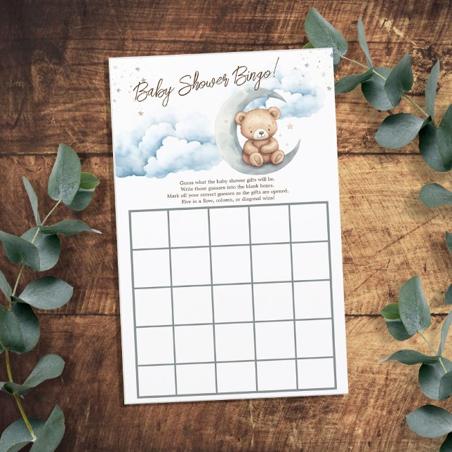 Teddy Bear Boy Blue Moon Babydusche (Von Creator hochgeladen)