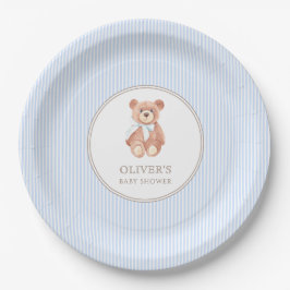 Teddy Bear Boy Classic Baby Shower Party Pappteller
