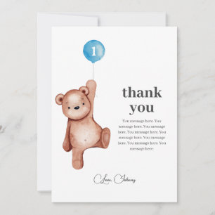 Teddy Bear Boy Premier Carte de remerciements d'an