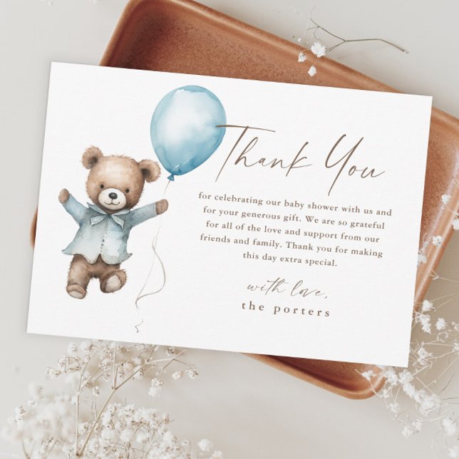 Teddy Bear Boys Babydusche Dankeskarte (Teddy Bear Boys Baby Shower Thank You Cards.)