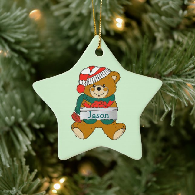 Teddy Bear Boys Weihnachtsdekoration Keramikornament (Baum)