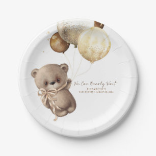 Teddy Bear Brown and Gold Boho Baby Shower Pappteller