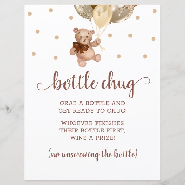 Teddy Bear Brown and Gold Bottle Chug Game (Vorderseite)